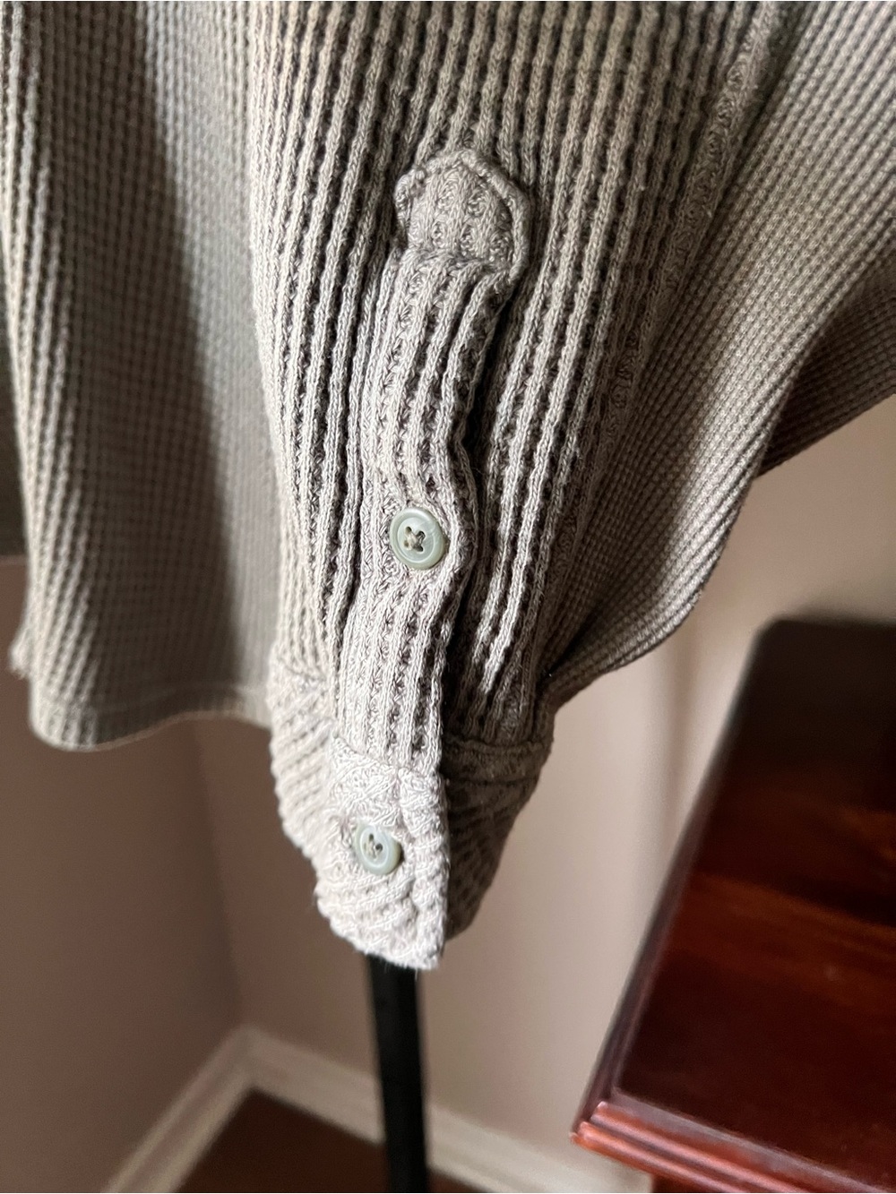 aerie Waffle-Knit Button-Up Jacket — Olive green - Picture 6 of 9